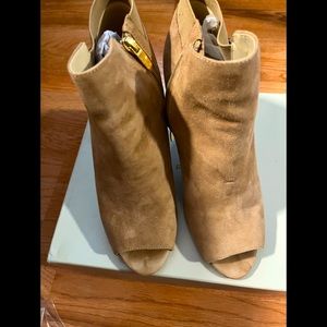 Marc Fisher suede zip side peep toe heeled booties